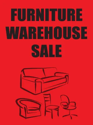 Furniture Warehouse Sale 18"x24" Business Store Retail Signs